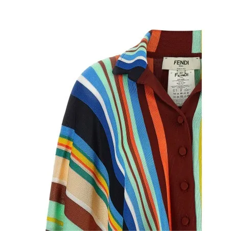 Fendi Striped Poncho With Fringes - FENDI