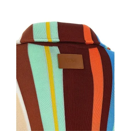 Fendi Striped Poncho With Fringes - FENDI