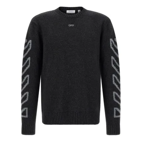 Off White Diag Arrow Fuzzy Sweater With Intarsia - OFF WHITE