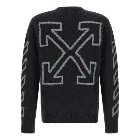 Off White Diag Arrow Fuzzy Sweater With Intarsia - OFF WHITE