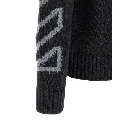Off White Diag Arrow Fuzzy Sweater With Intarsia - OFF WHITE