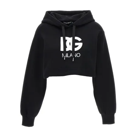 Dolce & Gabbana Logo Embroidery Cropped Hoodie - Dolce&Gabbana