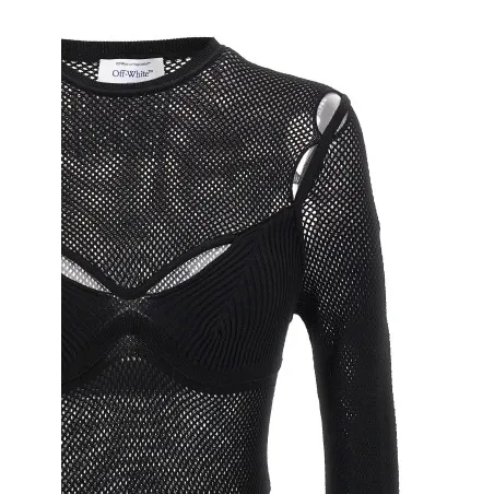 Off White Net Arrow Bralette Top - OFF WHITE