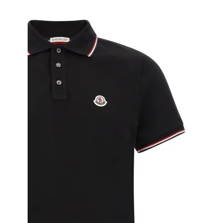 Moncler Tricolor Trim Polo Shirt - MONCLER