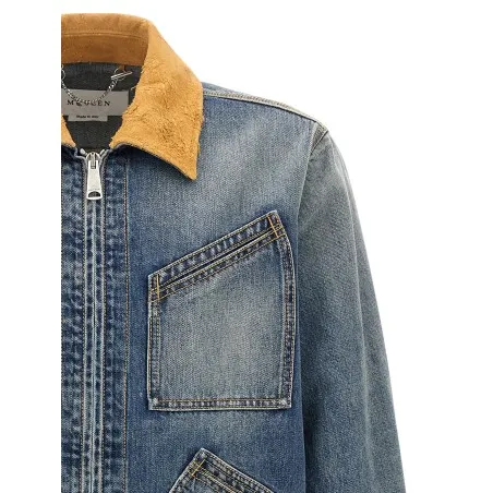Alexander McQueen Suede Denim Jacket - 