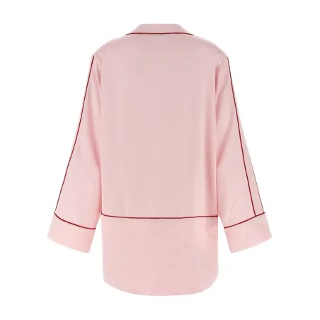 Off White Jacquard Satin New Roxy Pajama Shirt - OFF WHITE