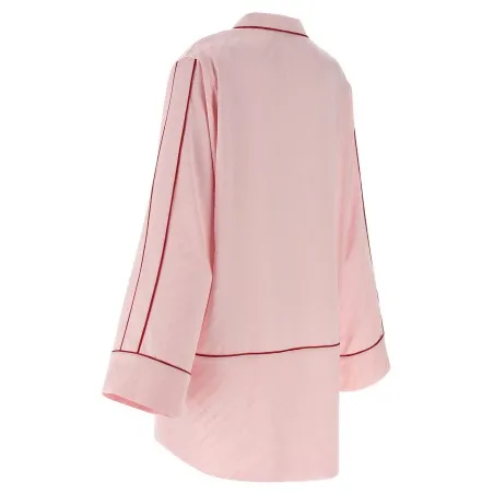 Off White Jacquard Satin New Roxy Pajama Shirt - OFF WHITE