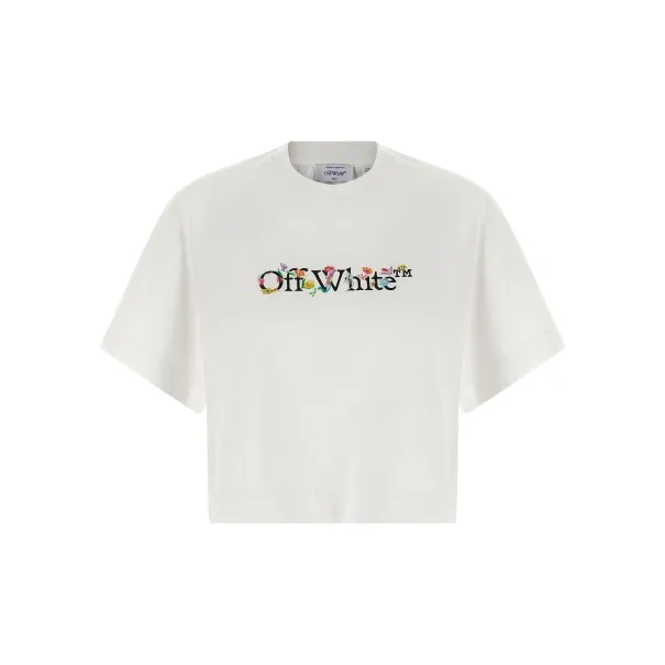 Off White Bookish Glowing Flower T-shirt - OFF WHITE