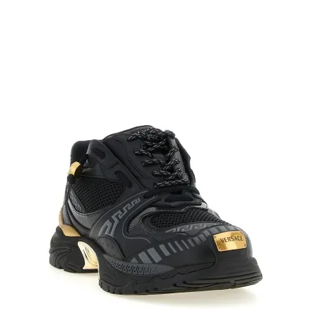 Versace Mesh And Leather Sneakers - VERSACE