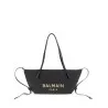 Balmain Track Small Tote Bag In Raffia And Calfskin - BALMAIN