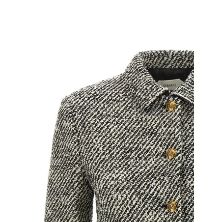 Versace Bouclé Wool Blend Blouson Jacket - VERSACE