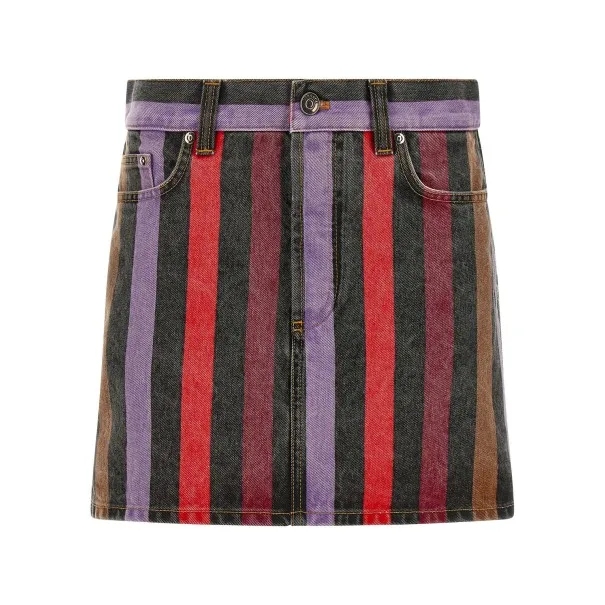 Versace Striped Denim Skirt - VERSACE