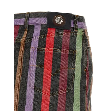 Versace Striped Denim Skirt - VERSACE