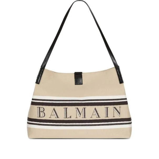 Balmain Medium Release Shopper Bag In Canvas And Calfskin - BALMAIN