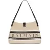 Balmain Medium Release Shopper Bag In Canvas And Calfskin - BALMAIN