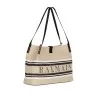 Balmain Medium Release Shopper Bag In Canvas And Calfskin - BALMAIN