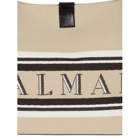 Balmain Medium Release Shopper Bag In Canvas And Calfskin - BALMAIN
