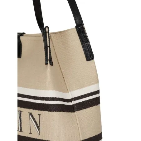 Balmain Medium Release Shopper Bag In Canvas And Calfskin - BALMAIN