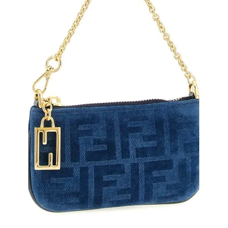 Fendi Ff Mini Denim Pouch - FENDI