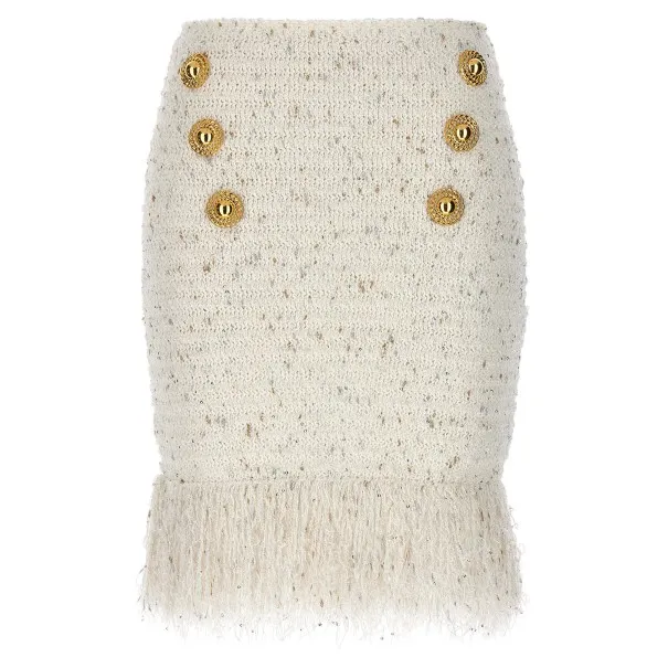 Balmain Fringed Tweed Skirt - BALMAIN