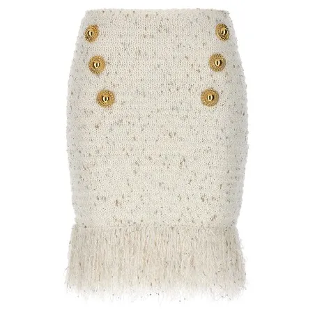 Balmain Fringed Tweed Skirt - BALMAIN