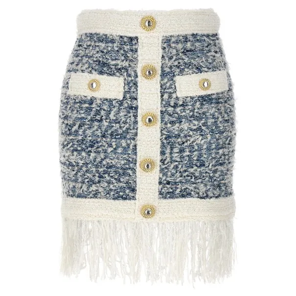 Balmain Fringed Tweed Skirt - BALMAIN
