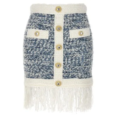 Balmain Fringed Tweed Skirt - BALMAIN