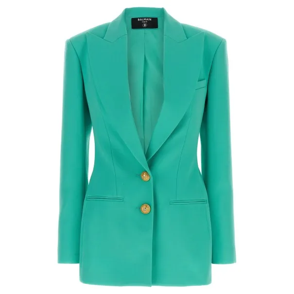 Balmain Logo Button Double-breasted Blazer - BALMAIN
