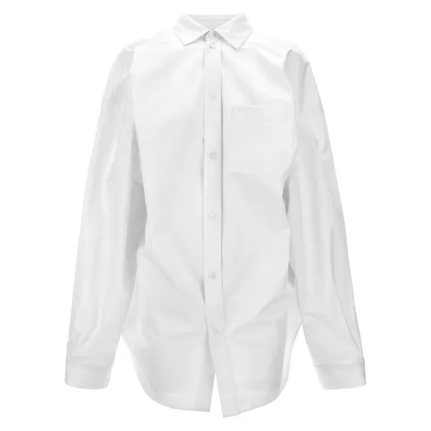 Balenciaga Asymmetric Shirt With Logo Embroidery - BALENCIAGA