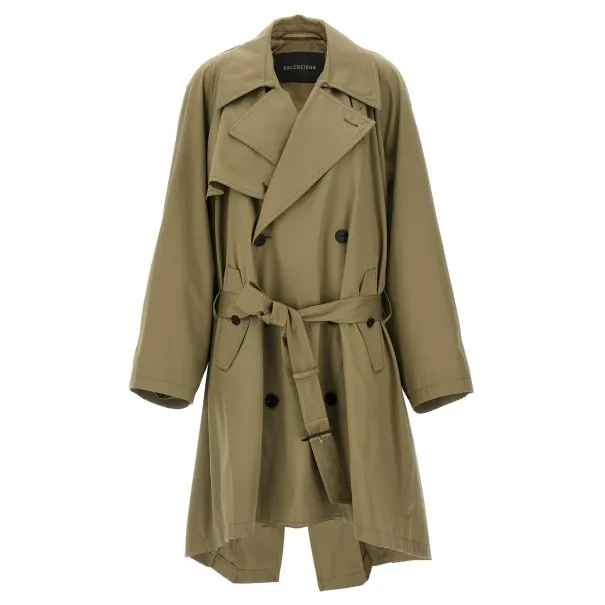 Balenciaga Draped Neck Trench Coat - BALENCIAGA