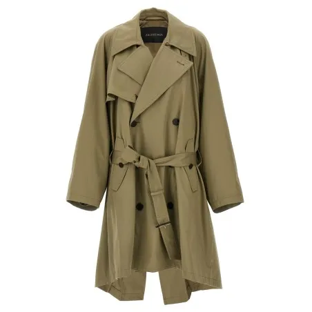 Balenciaga Draped Neck Trench Coat - BALENCIAGA
