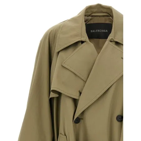 Balenciaga Draped Neck Trench Coat - BALENCIAGA
