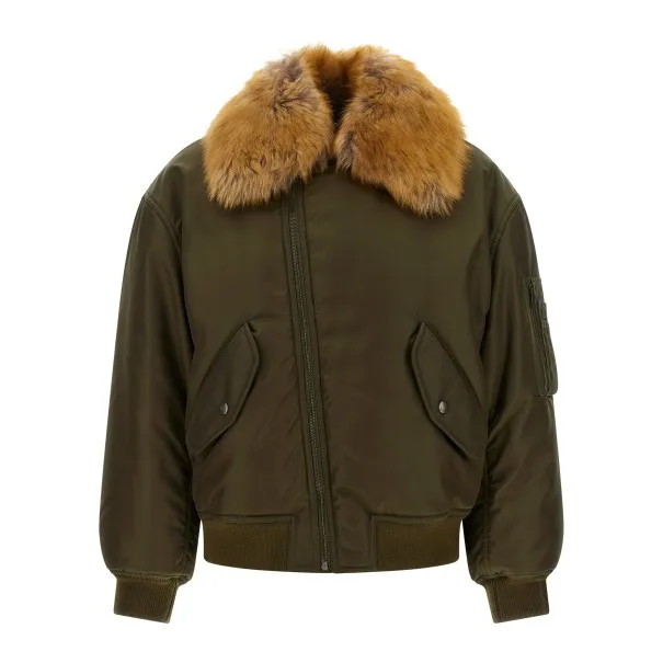 Saint Laurent Removable Shearling Neck Bomber Jacket - Yves Saint Laurent