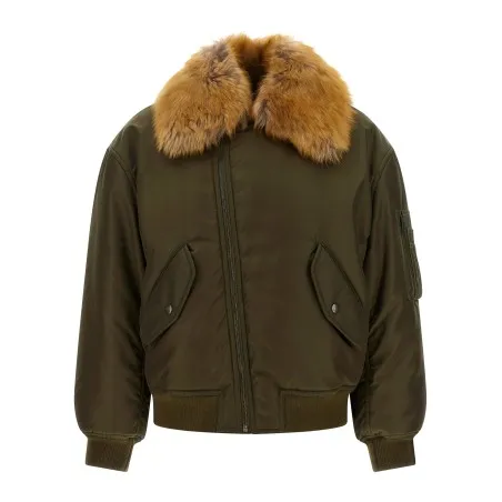 Saint Laurent Removable Shearling Neck Bomber Jacket - Yves Saint Laurent