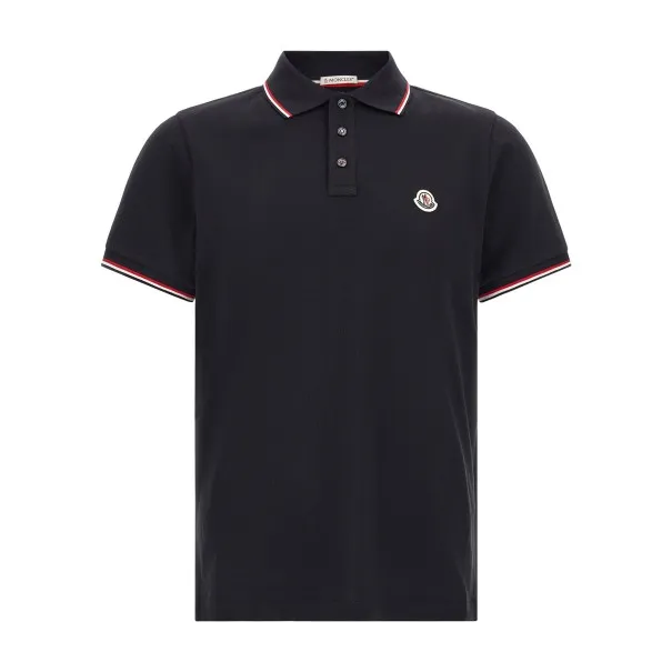 Moncler Tricolor Trim Polo Shirt - MONCLER