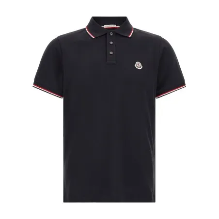 Moncler Tricolor Trim Polo Shirt - MONCLER