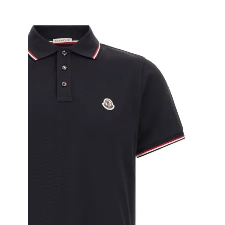 Moncler Tricolor Trim Polo Shirt - MONCLER