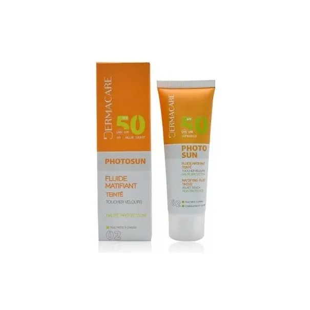 Ecran Solaire DERMACARE PHOTOSUN FLUIDE MATIFIANT TEINTE 50+ - Ecran Solaire DERMACARE PHOTOSUN FLUIDE MATIFIANT TEINTE 50+ -