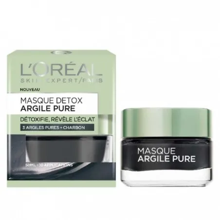 Masque visage detox L'Oréal  ARGILE PURE+ CHARBON - L'OREAL