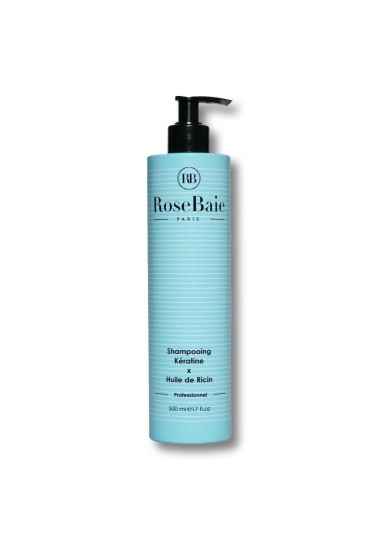 Shampooing Rose Baie  SHAMPOING À LA KÉRATINE ET À L’HUILE DE RICIN 500ML - Rose Baie