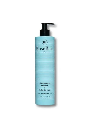Shampooing Rose Baie  SHAMPOING À LA KÉRATINE ET À L’HUILE DE RICIN 500ML - Rose Baie