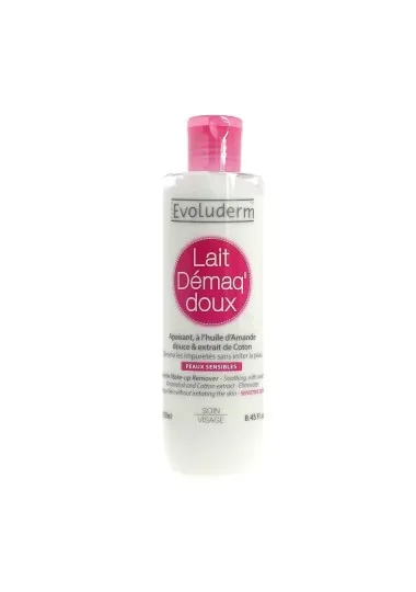 Lait Démaquillant evoluderm  APAISANT A L'HUILE D'AMANDE - evoluderm