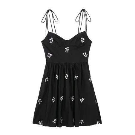 Robe en popeline à fleurs brodées SH/2459 - Unbranded