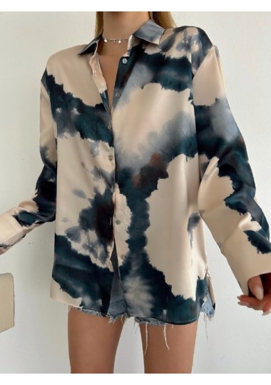 Chemise satinée tie and dye