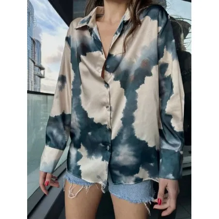 Chemise large évasée en satin Tie and dye SH/3229 - Unbranded