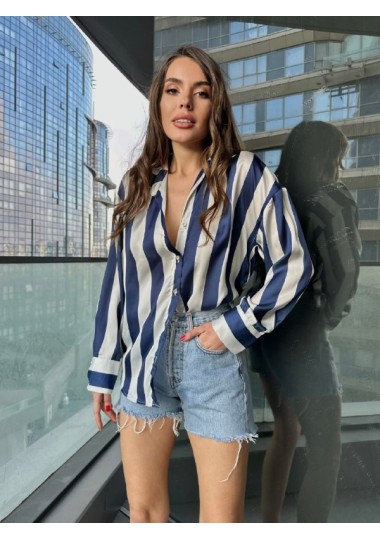 Chemise à Rayure Satinée Soldes Shein - 4