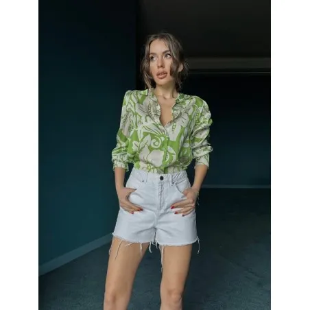 Chemise Satinée À Imprimé Fleurie SH/3235 - Unbranded