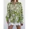 Chemise Satinée À Imprimé Fleurie SH/3235 - Unbranded