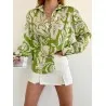 Chemise Satinée À Imprimé Fleurie SH/3235 - Unbranded