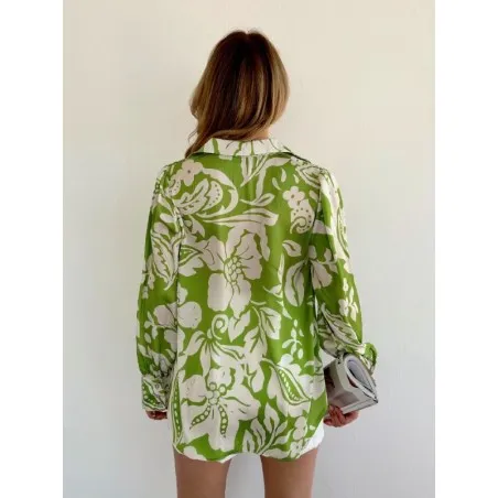 Chemise Satinée À Imprimé Fleurie SH/3235 - Unbranded